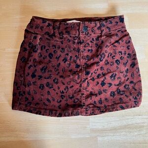 SO Leopard Print Mini Skirt - rust and Black